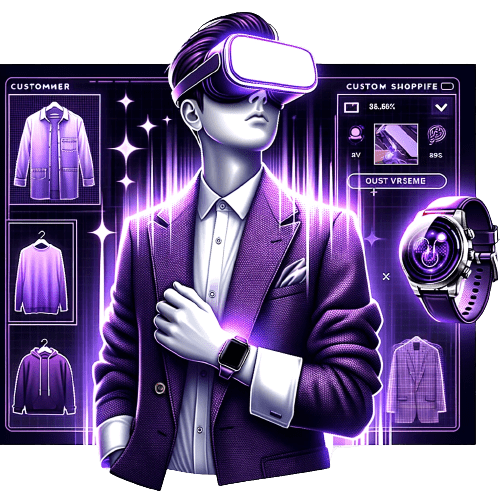an_illustration_presents_a_customer_radiating_confidence_Metaverse_VR_goggles